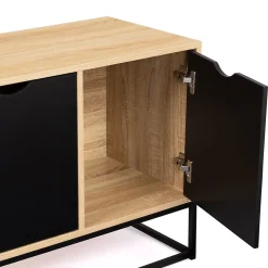 Buffet bas 113 cm BOSTON 3 portes noires design industriel