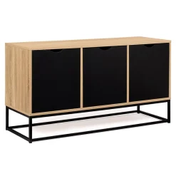 Buffet bas 113 cm BOSTON 3 portes noires design industriel