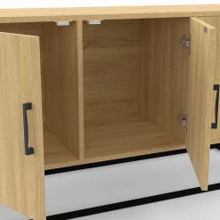 Buffet bas 113 cm DETROIT 3 portes bois et noir design industriel
