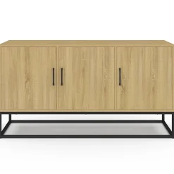 Buffet bas 113 cm DETROIT 3 portes bois et noir design industriel