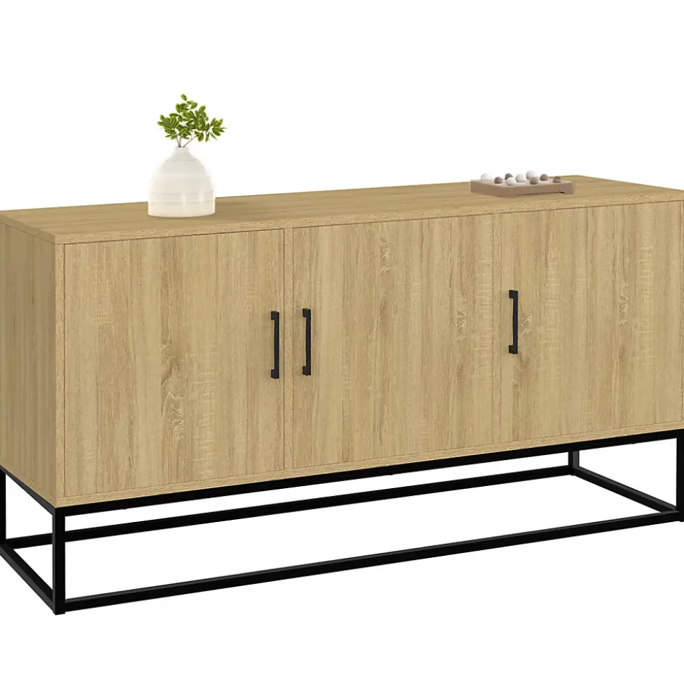 Buffet bas 113 cm DETROIT 3 portes bois et noir design industriel