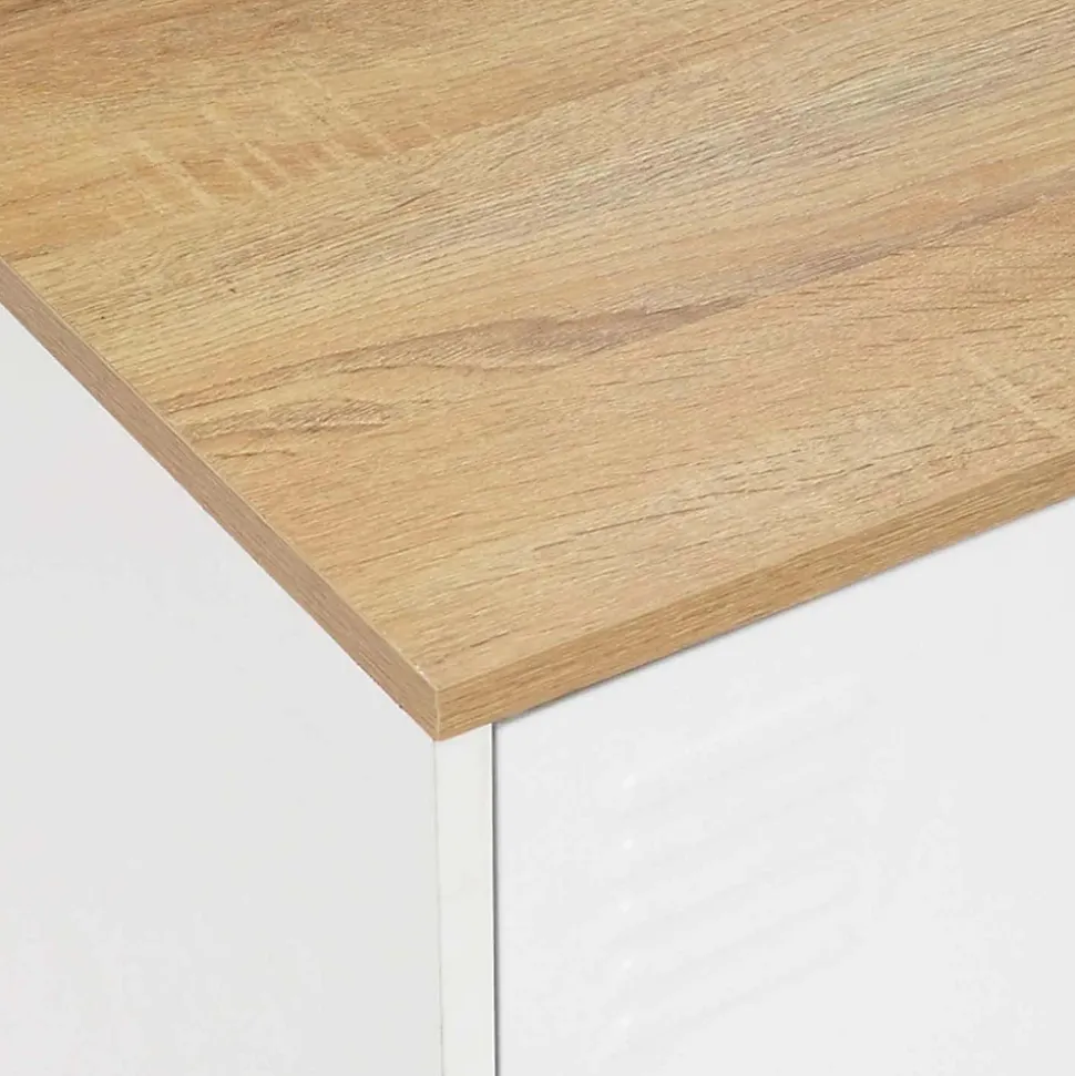 Buffet bas 113 cm ESTER 3 portes métal blanc plateau bois design industriel