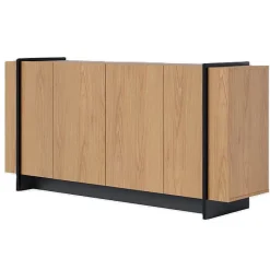 Buffet Bas 4 Portes Imitation Chêne 6 Niches L 160 H 79.7 P 42.5 cm - L 160 x l 42.5 x H 79.7 cm