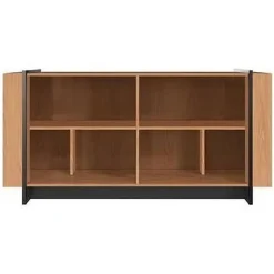 Buffet Bas 4 Portes Imitation Chêne 6 Niches L 160 H 79.7 P 42.5 cm - L 160 x l 42.5 x H 79.7 cm