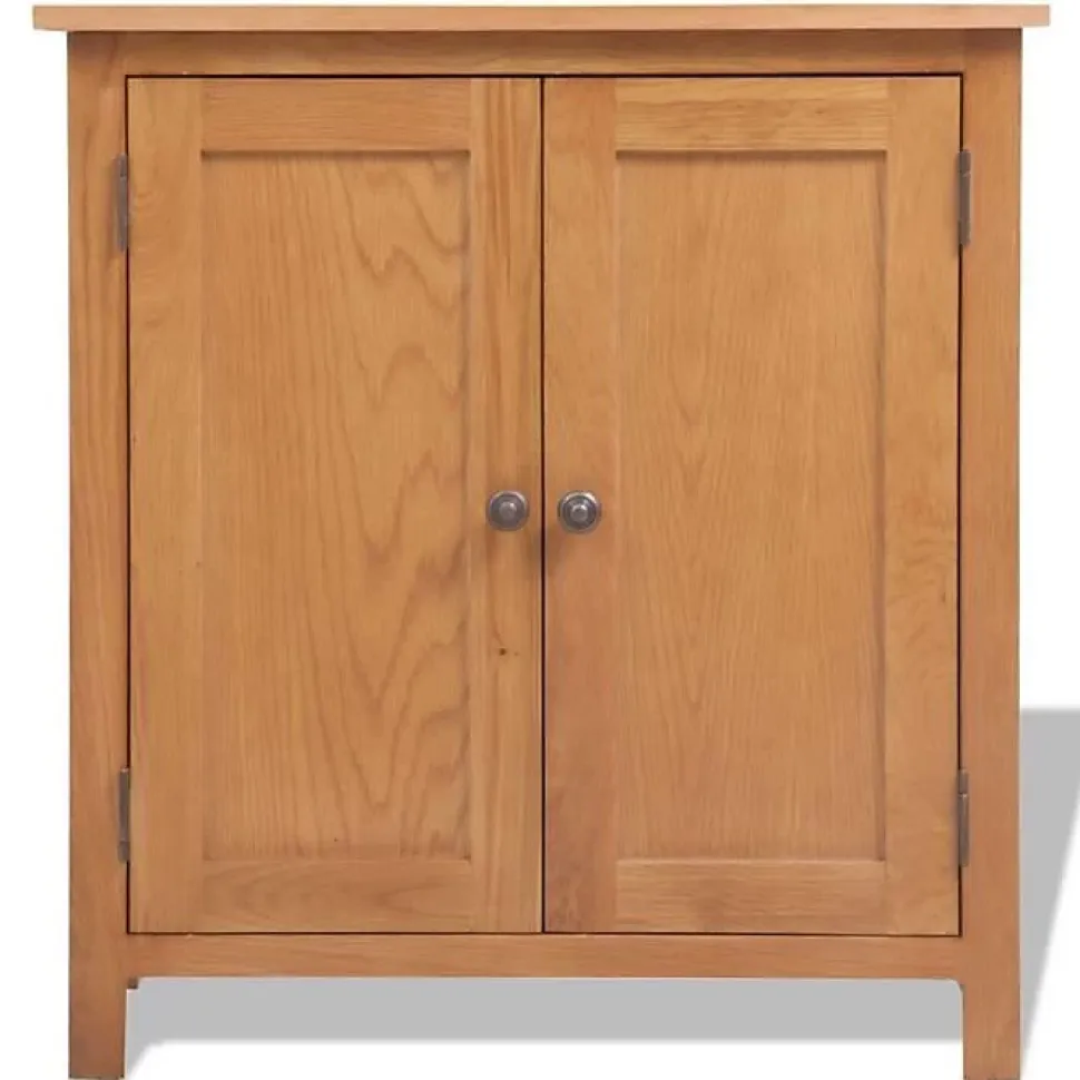 Buffet bas - VIDAXL - Bois de chêne massif - 2 portes - Style scandinave et moderne