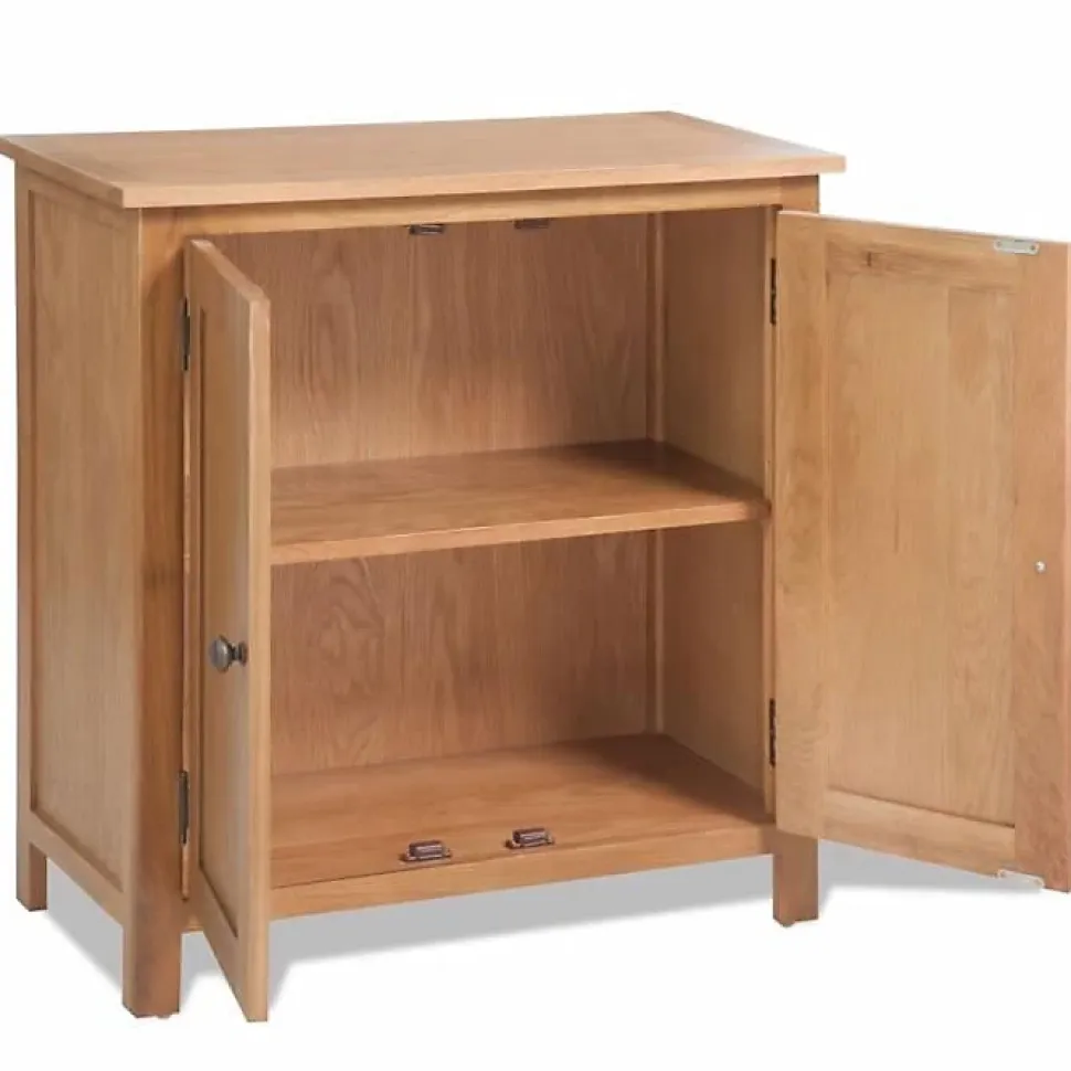 Buffet bas - VIDAXL - Bois de chêne massif - 2 portes - Style scandinave et moderne