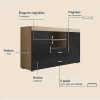 Buffet bas contemporain - Sonoma & Noir - Mélamine - 2 portes 2 tiroirs - 140x40x80 cm