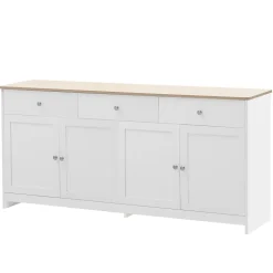 Buffet Bas Scandinave 3 Tiroirs et 4 Portes Blanc