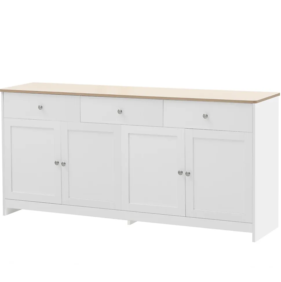 Buffet Bas Scandinave 3 Tiroirs et 4 Portes Blanc