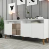 Buffet Benjamin, Buffet du salon, Commode de salon, Garde-manger de cuisine, 180x35 h79 cm, Blanc