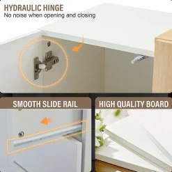 Buffet Blanc Brillant avec 4 Tiroirs et 2 Portes - Meuble de Rangement Moderne pour Cuisine, Salon, MDF, 149x37,5x87 cm