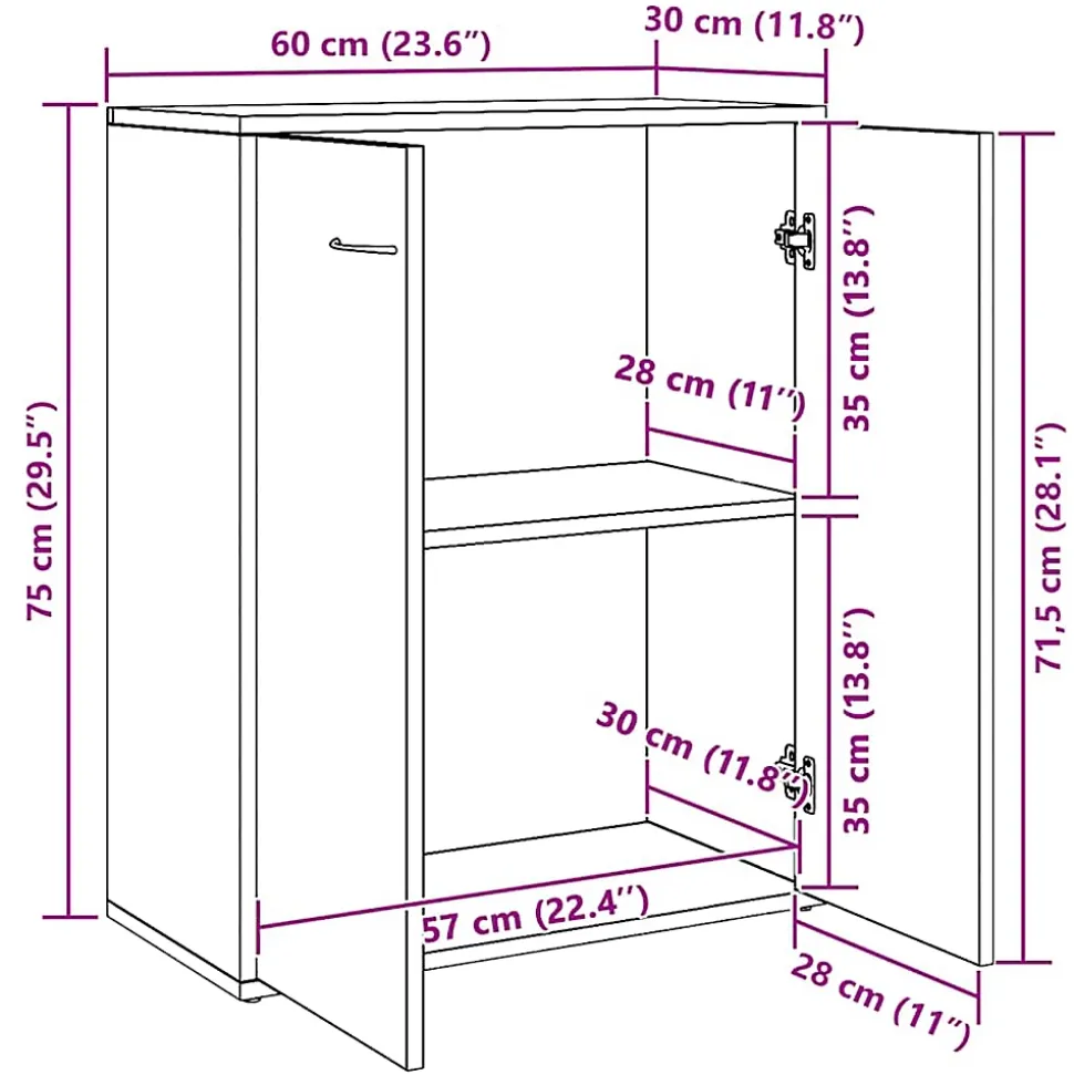 Buffet blanc 60x30x75 cm bois d'ingénierie vidaXL