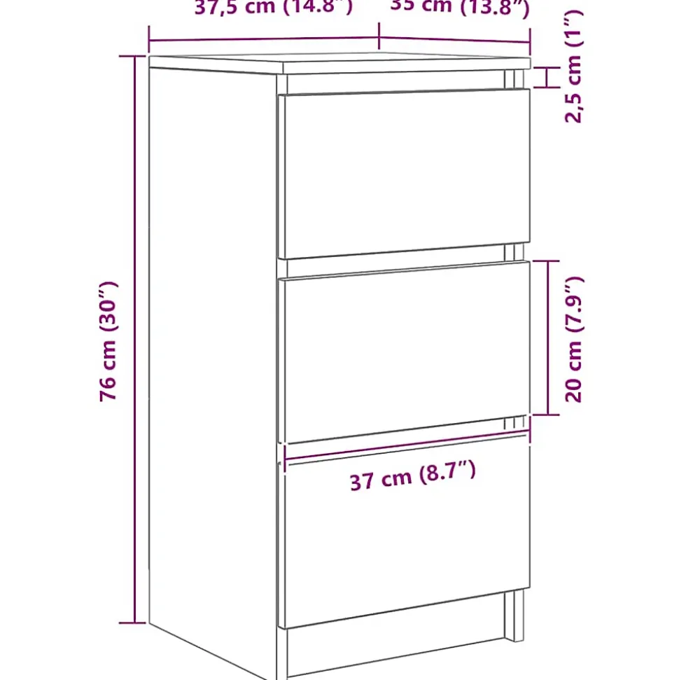 Buffet blanc 37,5x35x76 cm bois d'ingénierie vidaXL
