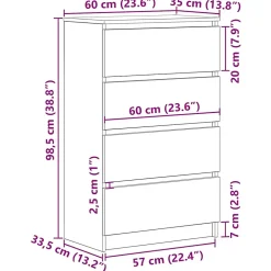 Buffet Blanc 60x35x98,5 cm Bois d'ingénierie vidaXL
