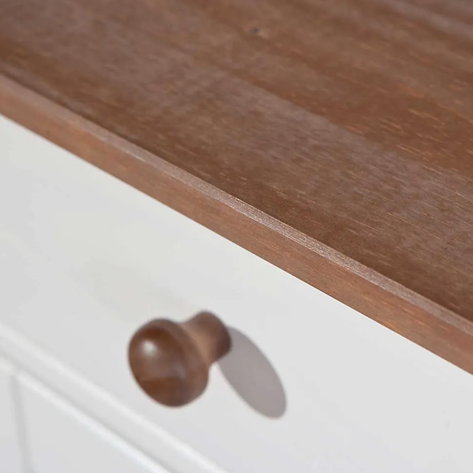 Buffet Bois 3 Portes "Takao" 130cm Blanc & Naturel