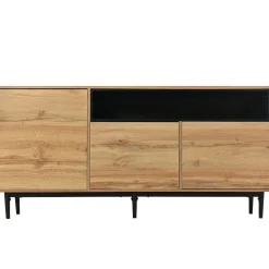 Buffet Bois 3 Portes 160x35x76cm Montage Facile Blackcolors