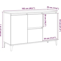 Buffet chêne artisanal 102x35x70 cm bois d'ingénierie vidaXL