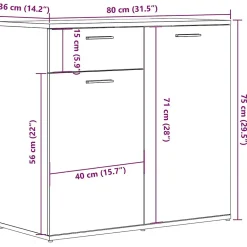 Buffet chêne artisanal 80x36x75 cm bois d'ingénierie vidaXL