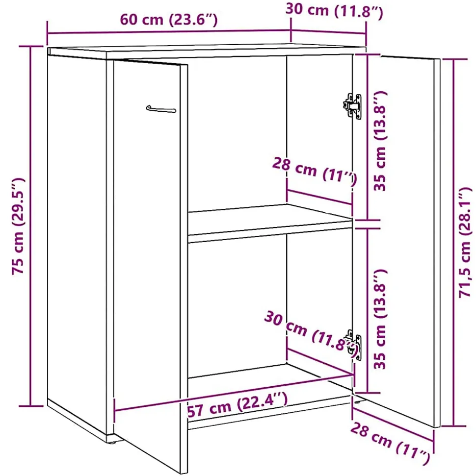 Buffet Chêne sonoma 60x30x75 cm Bois d'ingénierie vidaXL