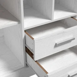 Buffet 140cm, Armoire de Rangement avec 2 Tiroirs et Portes,140x40x79.5cm, Blanc