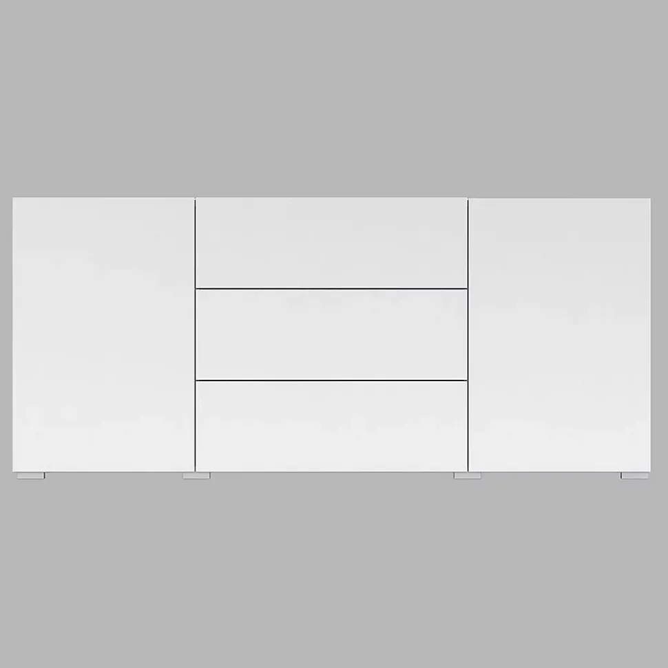 Buffet 140cm collection EVA 2 portes et 3 tiroirs. Couleur blanc et chene.