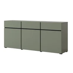 Buffet coloris vert sauge 180cm collection HAVANA. Bahut design avec 3 portes et 3 tiroirs.
