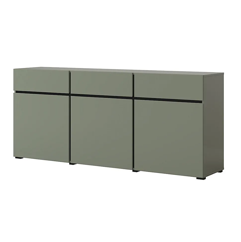 Buffet coloris vert sauge 180cm collection HAVANA. Bahut design avec 3 portes et 3 tiroirs.