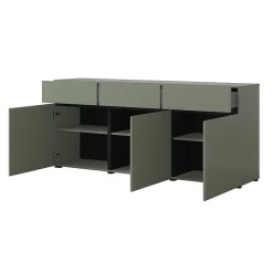 Buffet coloris vert sauge 180cm collection HAVANA. Bahut design avec 3 portes et 3 tiroirs.