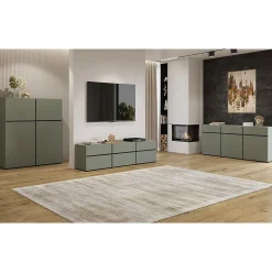 Buffet coloris vert sauge 180cm collection HAVANA. Bahut design avec 3 portes et 3 tiroirs.