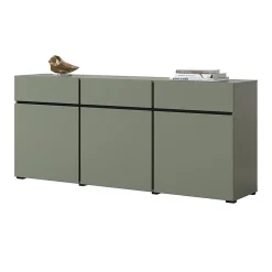 Buffet coloris vert sauge 180cm collection HAVANA. Bahut design avec 3 portes et 3 tiroirs.