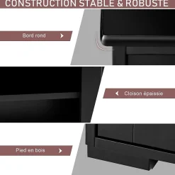 Buffet Commode Bas avec 2 Etagères Tablette Hauteur Réglable Vaisselier Bahut de Cuisine avec Porte Coulissante