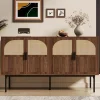 Buffet Commode Meuble d'entrée Moderne avec 4 Portes et Charnières à Fermeture Amortie, MDF, 140x40x80 cm - Bois Naturel