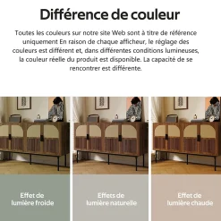 Buffet Commode Meuble d'entrée Moderne avec 4 Portes et Charnières à Fermeture Amortie, MDF, 140x40x80 cm - Bois Naturel