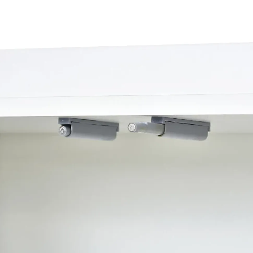 Buffet Contemporain, Meuble De Rangement, 4 Portes Sans Poignées, Meuble De Cuisine, Blanc