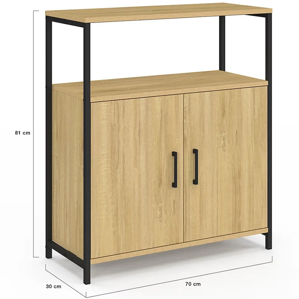 Buffet d'appoint 1 niche et 2 portes 70 cm DETROIT design industriel