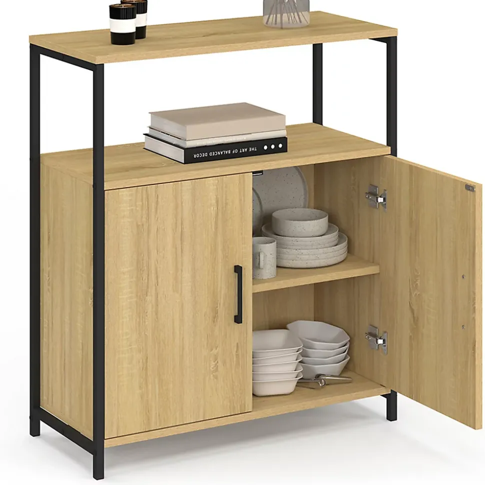 Buffet d'appoint 1 niche et 2 portes 70 cm DETROIT design industriel