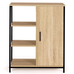 Buffet d'appoint 3 étagères et placard 70 cm DETROIT design industriel