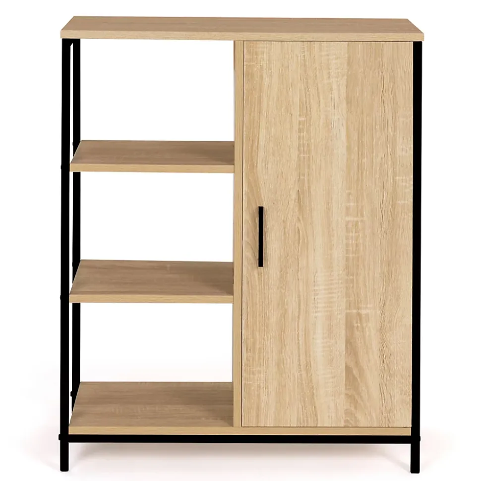 Buffet d'appoint 3 étagères et placard 70 cm DETROIT design industriel