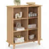 Buffet d'appoint 3 étagères et placard 70 cm JULIETTE effet lattes tasseau bois