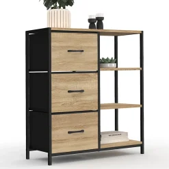 Buffet d'appoint 3 tiroirs et étagères 70 cm UTAH design industriel