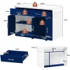 Buffet De Cuisine 120 Cm Avec Prises/usb - Étagères Réglables, Style Bar - Fonctionnel