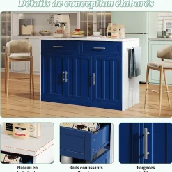 Buffet De Cuisine 120 Cm Avec Prises/usb - Étagères Réglables, Style Bar - Fonctionnel
