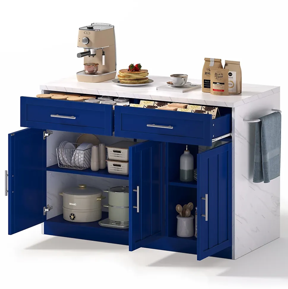 Buffet De Cuisine 120 Cm Avec Prises/usb - Étagères Réglables, Style Bar - Fonctionnel