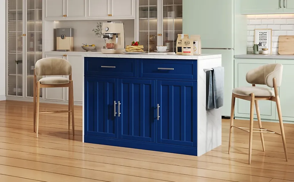 Buffet De Cuisine 120 Cm Avec Prises/usb - Étagères Réglables, Style Bar - Fonctionnel