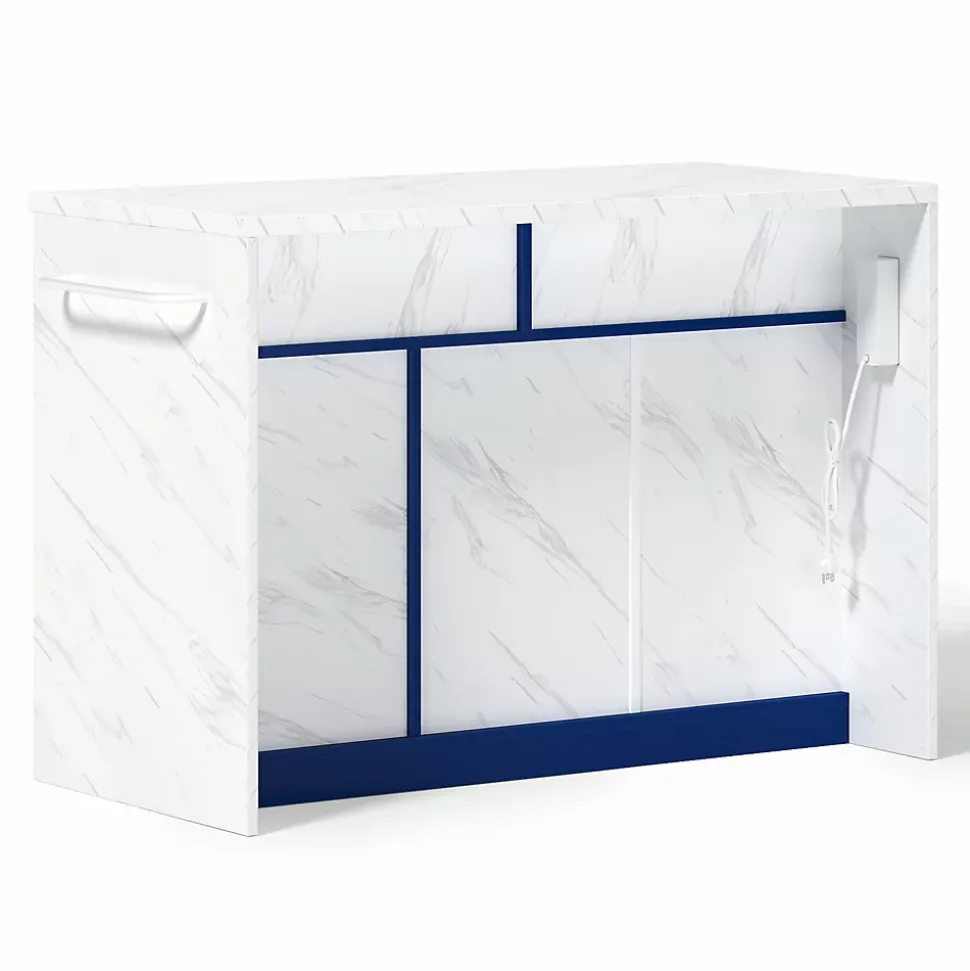 Buffet De Cuisine 120 Cm Avec Prises/usb - Étagères Réglables, Style Bar - Fonctionnel