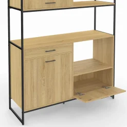 Buffet de cuisine 120 CM DETROIT meuble 3 portes + 1 tiroir design industriel