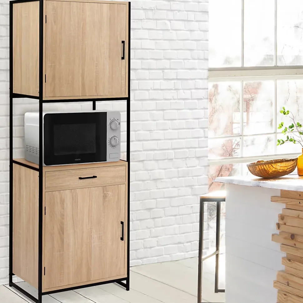 Buffet de cuisine 60 CM DETROIT meuble 2 portes design industriel + tiroir