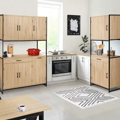 Buffet de cuisine 60 CM DETROIT meuble 2 portes design industriel + tiroir