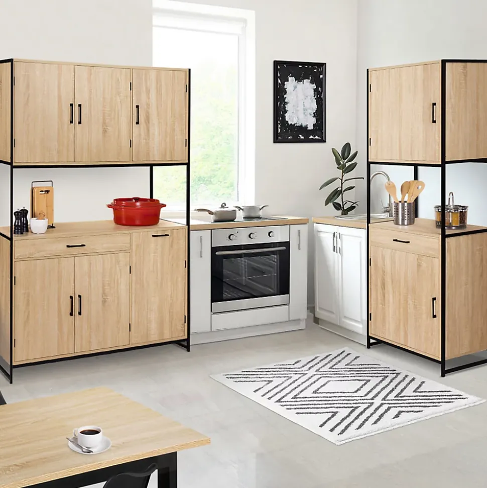 Buffet de cuisine 60 CM DETROIT meuble 2 portes design industriel + tiroir