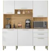 Buffet de Cuisine - FERRARA - Imitation Chêne et Blanc - 6 Portes - 2 Tiroirs - 180 cm
